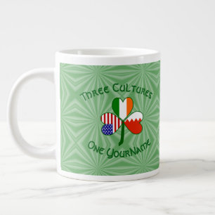 Bahrain Irland USA Kleeblatt Flag Personalisiert Jumbo-Tasse