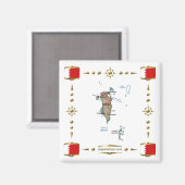 Bahrain Karte + Flaggen Magnet (Vorderseite/Rückseite)