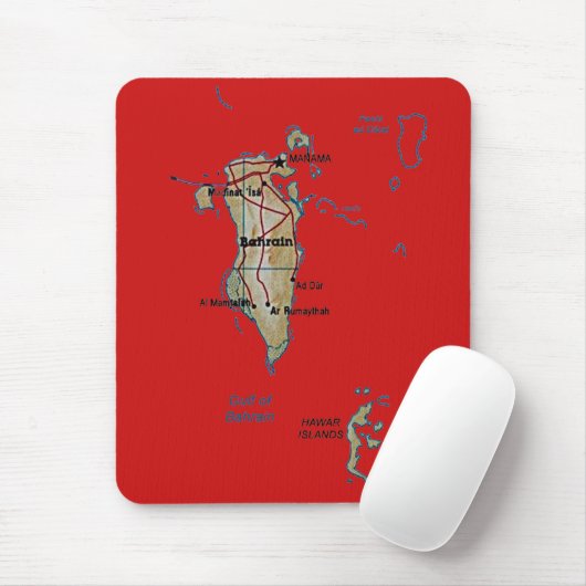 Bahrain Map Mousepad (Mit Mouse)