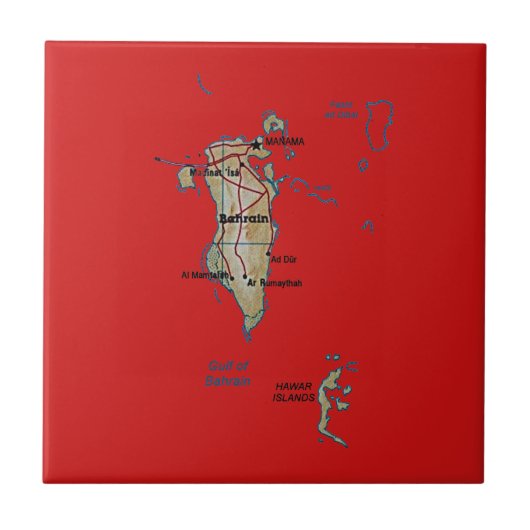 Bahrain Map Tile Fliese (Vorderseite)