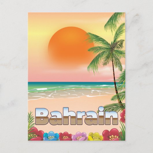 Bahrain-Strand-Reiseplakat Postkarte (Vorderseite)