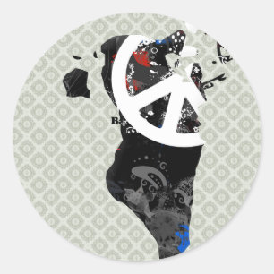 Bahrain Trendy Peace Sign mit Bahraini Karte Runder Aufkleber