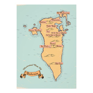 Bahrain Vintage Reiseplan Fotodruck