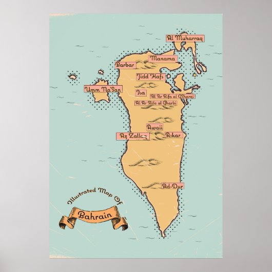 Bahrain Vintage Reiseplan Poster (Vorne)