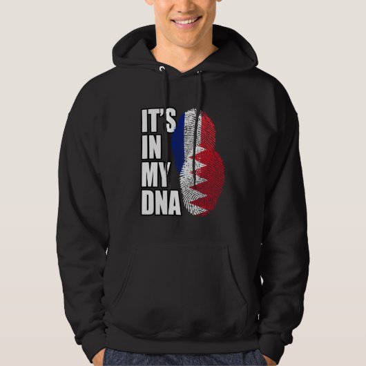 Bahraini And French Mix DNA Flag Heritage Hoodie (Vorderseite)
