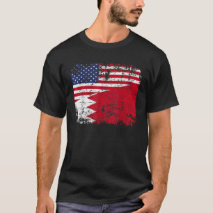 BAHRAINI ROOTS Halbe amerikanische Flagge USA BAHR T-Shirt
