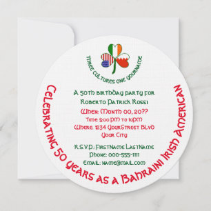 Bahrainisch-Irischer USA-Shamrock-Personalisierter Einladung