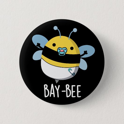 Baie Funny Baby Bee Pun Dark BG Button (Vorderseite)