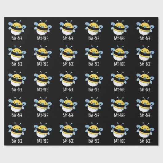Baie Funny Baby Bee Pun Dark BG Geschenkpapier (Flach)