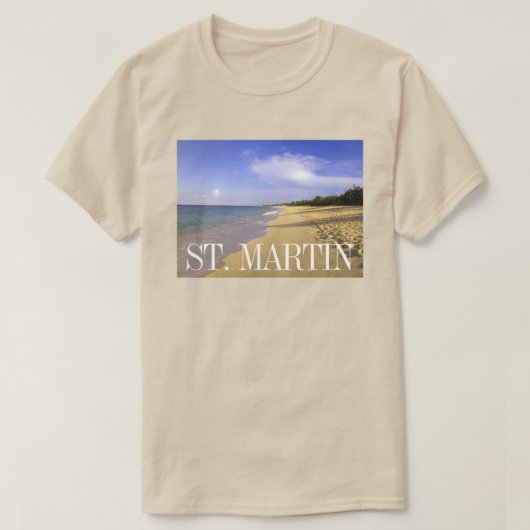 Baie Longue Long Bay Beach, St. Martin T-Shirt (Design vorne)