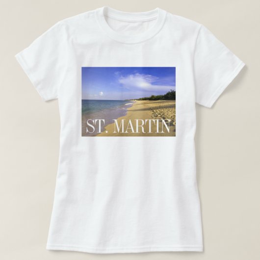 Baie Longue Long Bay Beach, St. Martin T-Shirt (Design vorne)