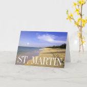 Baie Longue Long Bay Strand, St. Martin | Geburtst Karte (Gelbe Blume)