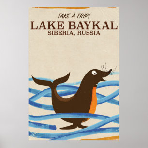 Baikal See Robbe Vintage Reiseposter Poster
