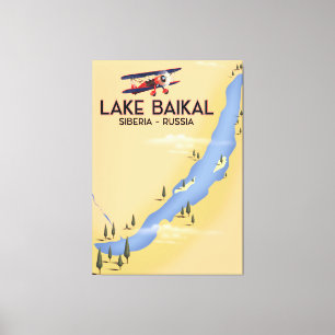 Baikalsee Sibirien Russischer Reiseposter Karte Leinwanddruck
