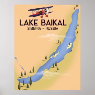 Baikalsee Sibirien Russischer Reiseposter Karte Poster