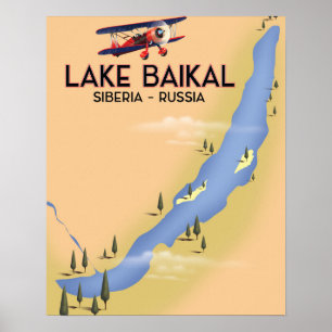 Baikalsee Sibirien Russisches Reiseplakat Karte Poster
