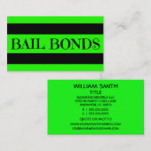 Bail Bonds Nee Green Business Card Visitenkarte (Vorne/Hinten)