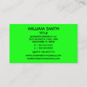 Bail Bonds Nee Green Business Card Visitenkarte (Rückseite)