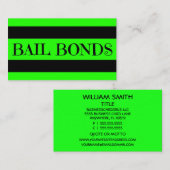 Bail Bonds Nee Green Business Card Visitenkarte (Vorne/Hinten)
