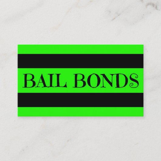 Bail Bonds Nee Green Business Card Visitenkarte (Vorderseite)