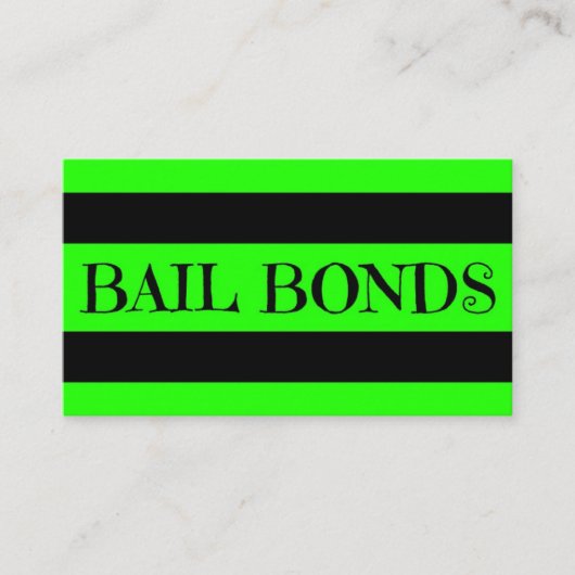 Bail Bonds Nee Green Business Card Visitenkarte (Vorderseite)