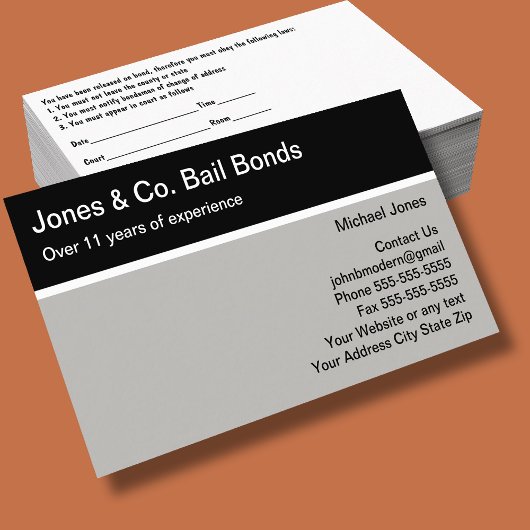 Bail Bonds Two Side Modern Business Cards Visitenkarte