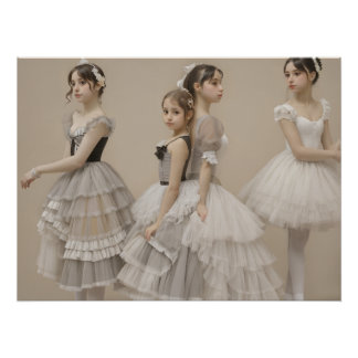 Bailarinas con trajes románticos poster