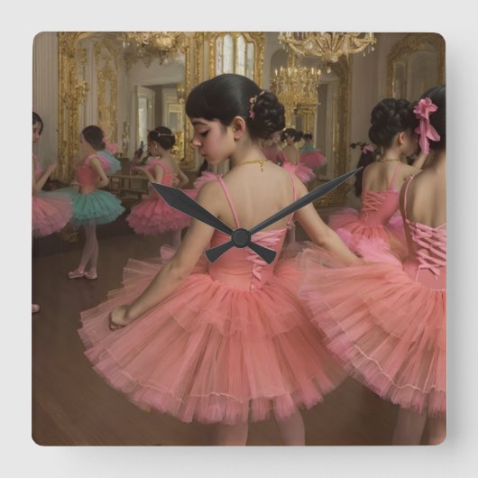 Bailarinas en una gran sala de estilo rocóco quadratische wanduhr (Vorderseite)