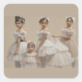 Bailarinas románticas quadratischer aufkleber (Vorderseite)