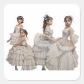 Bailarinas románticas quadratischer aufkleber (Vorderseite)