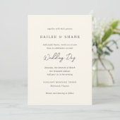 Bailee Cream Modern Wedding Einladung (Stehend Vorderseite)