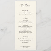 Bailee Cream Modern Wedding Menükarte (Vorderseite)