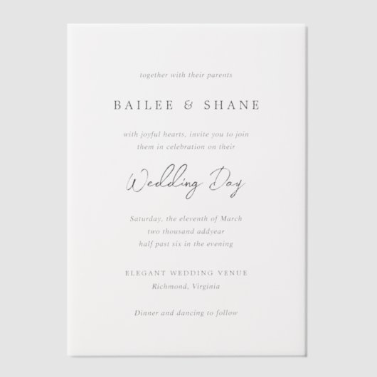 Bailee Modern Wedding Pergament Einladungen (Vorderseite)