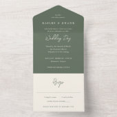Bailee Olive Green Moderne Hochzeit All In One Einladung (Innen Boden)
