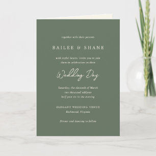 Bailee Olive Green Moderne Hochzeit Einladung