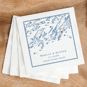Bailey Island Maine Casco Bay Karte Hochzeit Serviette