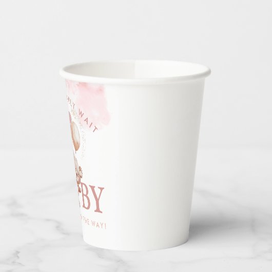 BAILEY Pink Bearly Wait Teddy Bear Baby Dusche Pappbecher (Links)