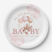BAILEY Pink Bearly Wait Teddy Bear Baby Dusche Pappteller (Vorderseite)