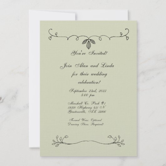 Bailey Wedding Einladung (Rückseite)