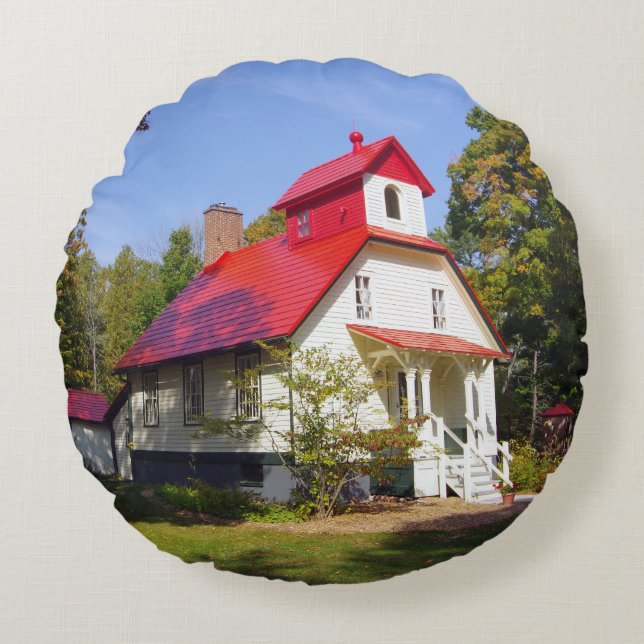 Baileys Harbor Rear Range Light round pillow Rundes Kissen (Vorderseite)