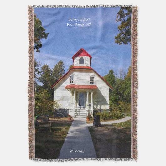 Baileys Harbor Rear Range Light throw blanket Decke (Vorderseite Vertikal)
