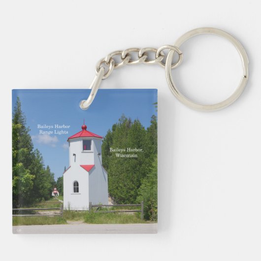 Baileys Harbour Range Lights Acrylschlüsselkette Schlüsselanhänger (Rückseite)