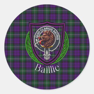 Baillie Schottischer Clan Tartan & Wappen Runder Aufkleber
