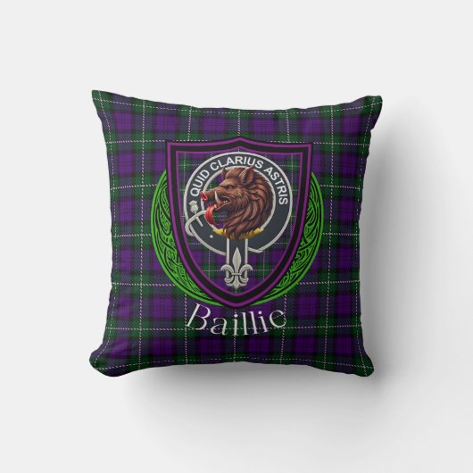 Baillie Scottish Clan Tartan & Crest Kissen (Vorderseite)