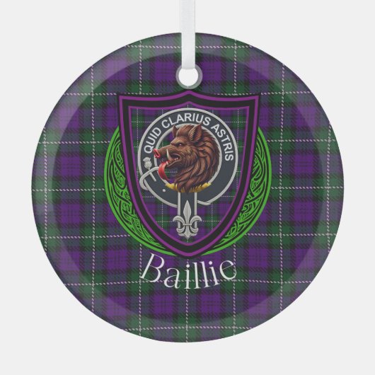 Baillie Scottish Clan Tartan & Crest Ornament Aus Glas (Vorderseite)