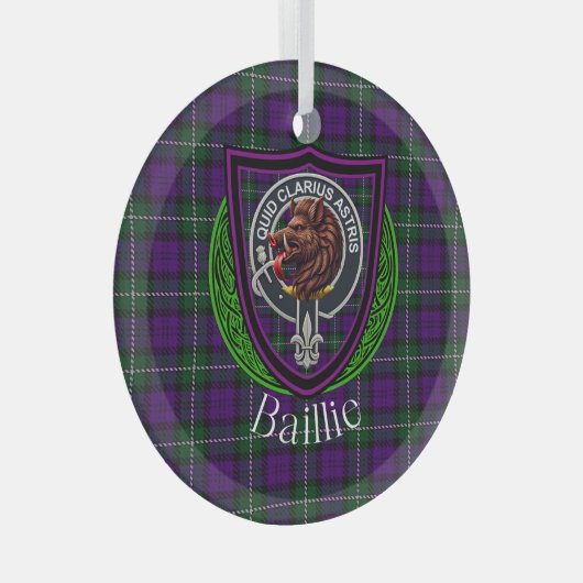 Baillie Scottish Clan Tartan & Crest Ornament Aus Glas (Vorderseite Rechts)