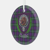 Baillie Scottish Clan Tartan & Crest Ornament Aus Glas (Vorderseite links)