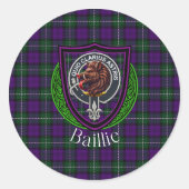Baillie Scottish Clan Tartan & Crest Runder Aufkleber (Vorderseite)
