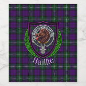 Baillie Scottish Clan Tartan & Crest Weinetikett (Einzelnes Label)