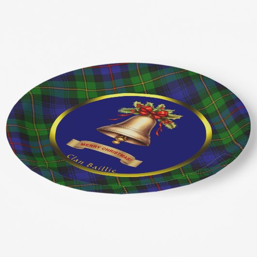 Baillie Tartan Personalisiert Weihnachten Pappteller (Schrägansicht)
